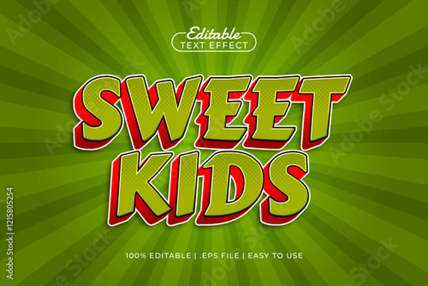 Fototapeta sweet kids editable text effect with a play and kids text style