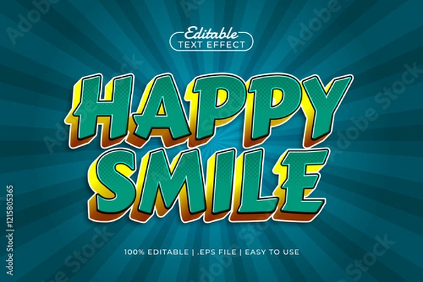 Fototapeta happy smile editable text effect with a play and kids text style