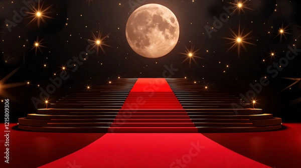 Obraz Fly to the moon with a red carpet for glory