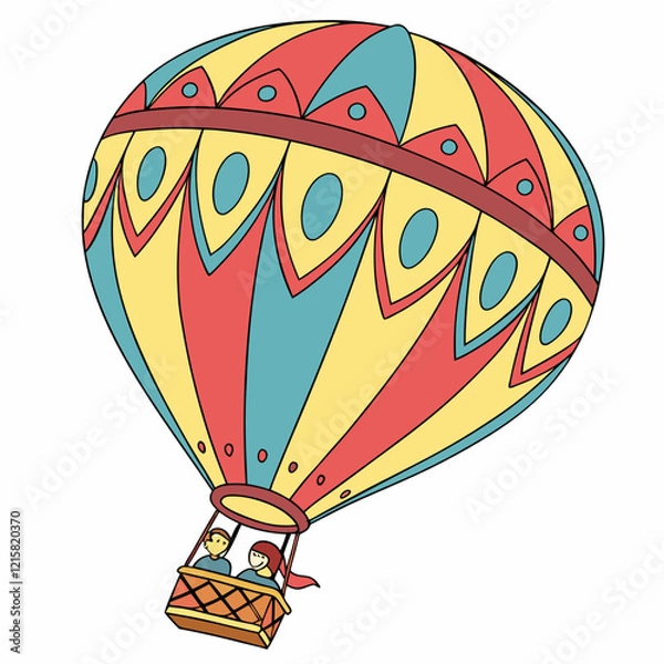 Fototapeta Playful Colorful 3D Hot Air Balloon with Realistic Textures Floating in Vibrant Skies on Transparent Background, Perfect for Travel and Adventure Themes