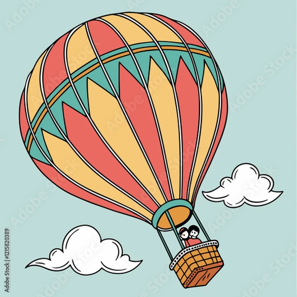Fototapeta Playful Colorful 3D Hot Air Balloon with Realistic Textures Floating in Vibrant Skies on Transparent Background, Perfect for Travel and Adventure Themes