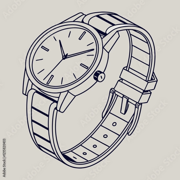 Fototapeta Minimalist Luxury 3D Wristwatch with Metallic Details and Modern Aesthetic on Transparent Background, Perfect for High-End Fashion or Product Design Concepts