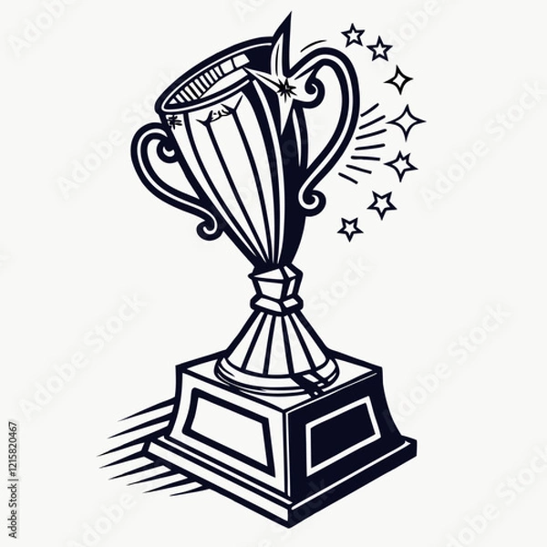 Fototapeta Elegant Golden 3D Trophy with Intricate Details and Shining Metallic Effects on Transparent Background, Perfect for Award and Achievement Designs