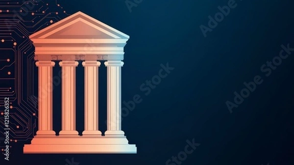 Fototapeta Modern Architecture Meets Technology in Digital Banking Concept Illustration