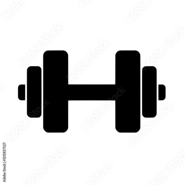 Fototapeta Dumbbell Icon: A simple yet effective black dumbbell icon, perfect for fitness apps, websites, and gym-related designs.  The clean.