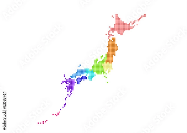 Fototapeta 日本地図のエリアマップ (ブロック)