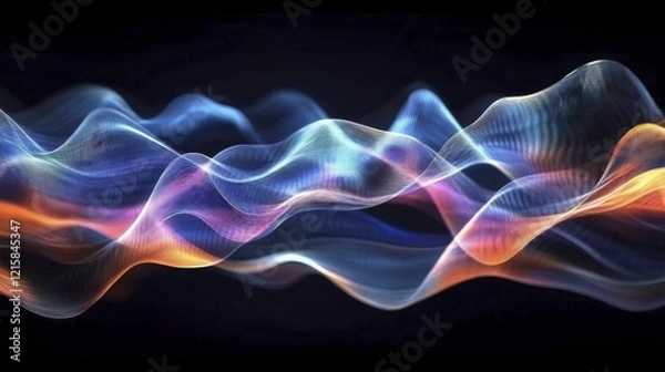 Obraz Abstract colorful light waves on black background