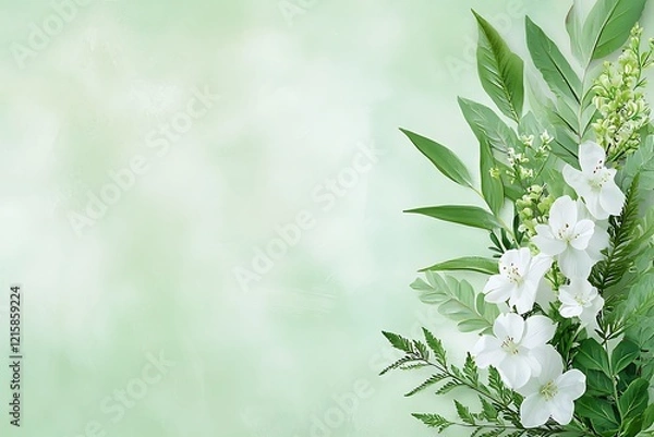 Fototapeta Floral arrangement with nature background green environment artistic content close view