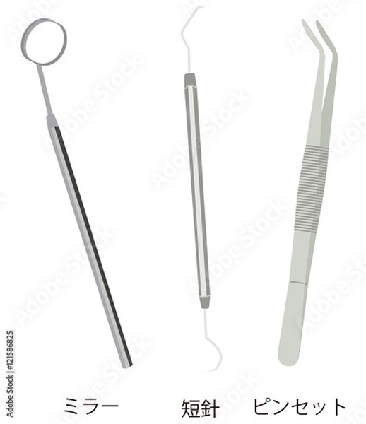 Fototapeta 医療関連　手術　ミラー　ピンセット　短針