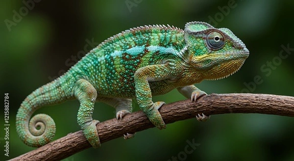 Fototapeta Vibrant Panther Chameleon on Branch Stunning Reptile Photography