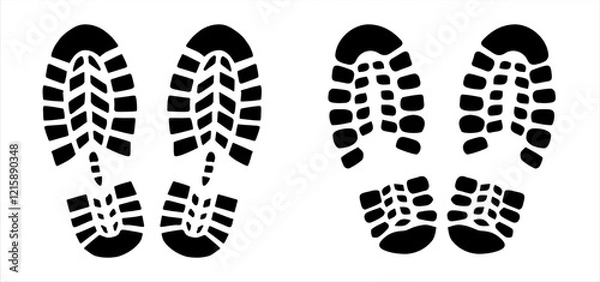 Fototapeta Shoes foot printing icon symbol vector illustration. Footprint, Two of footprint icon in black color on white background.