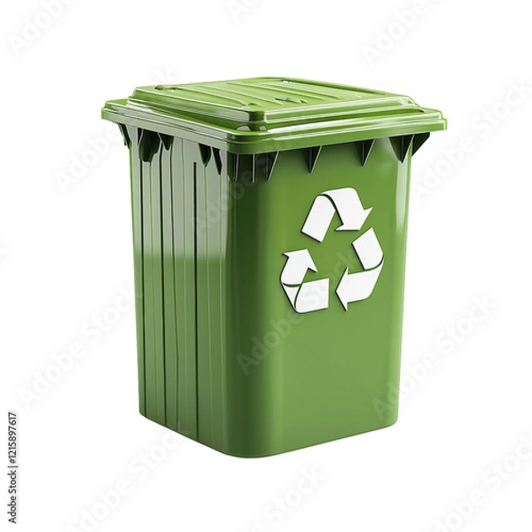 Obraz Green Recycling Bin for Eco-Friendly Waste Management Isolated on transparent background