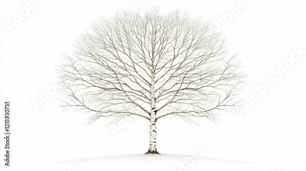 Fototapeta Bare deciduous tree isolated on white background.