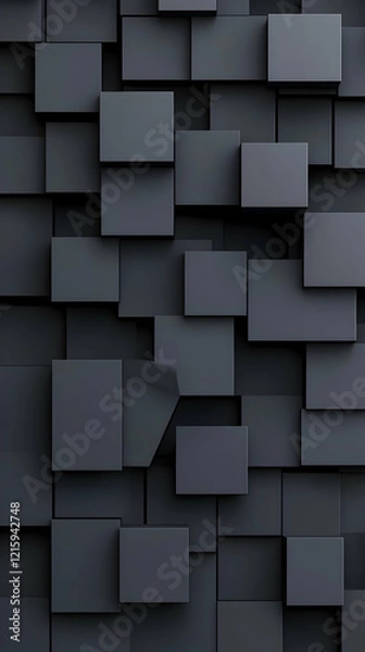 Fototapeta Dark Gray 3D Cube Abstract Background