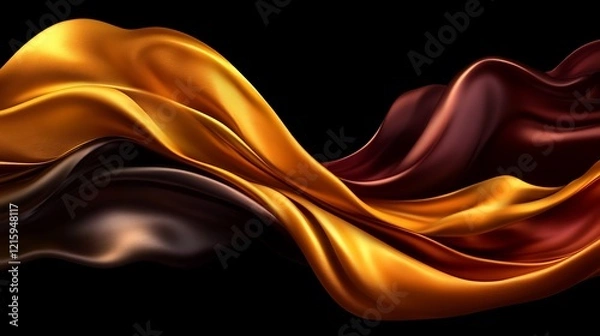 Fototapeta Abstract Gold and Brown Silk Waves: A Luxurious Digital Art