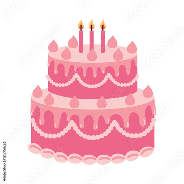 Obraz Candle decorated pink cake