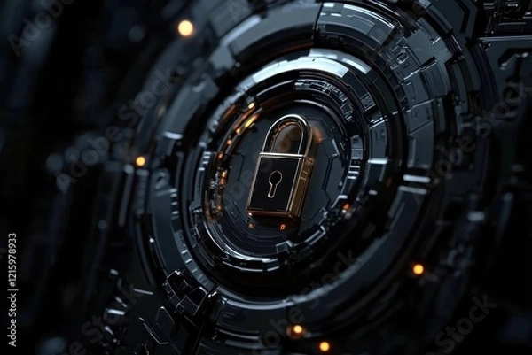 Fototapeta Cybersecurity - Safeguarding Information,  System Security,  Technological Shield,  Digital Lock,  Data Privacy,  Secure Infrastructure