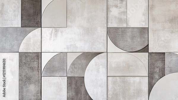 Fototapeta Abstract geometric composition in shades of gray and beige