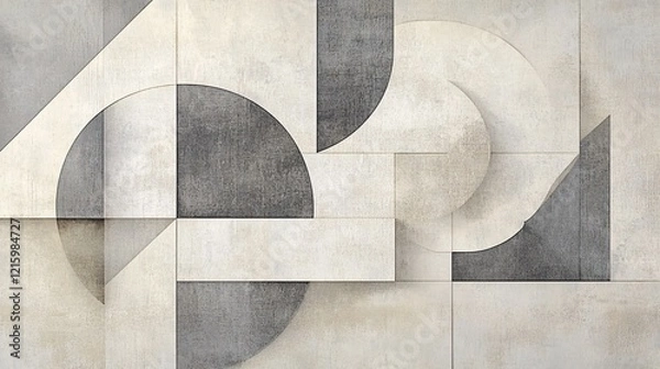 Obraz Abstract geometric composition in shades of gray and beige