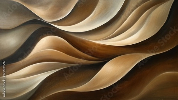 Fototapeta flowing, wave-like patterns in mocha mousse tones, combined with subtle highlights and shadows, creating a sense of smooth movement and depth