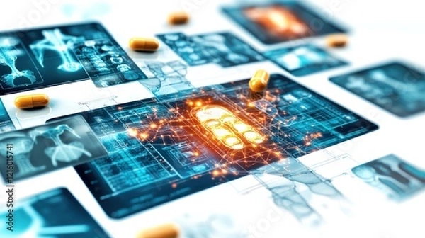 Fototapeta Digital Medicine Xray Images Pills Network Futuristic Technology