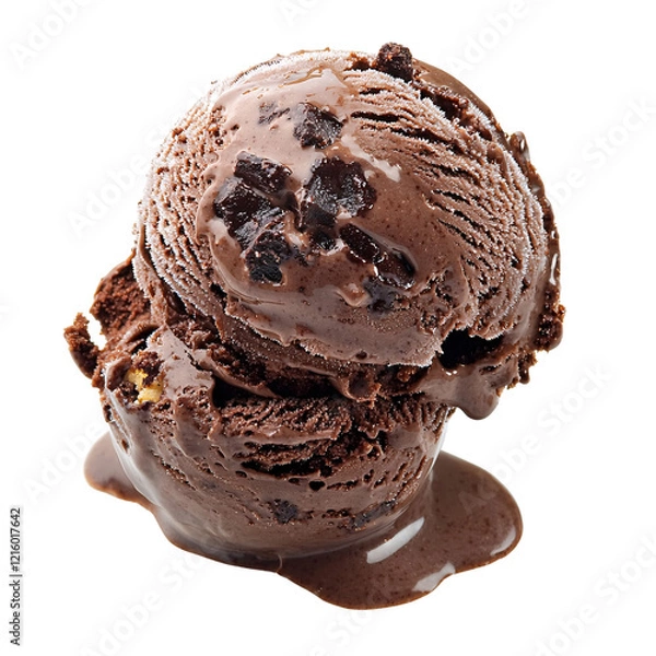 Fototapeta Melted chocolate ice cream scoop, studio shot, dessert, food photography, website
