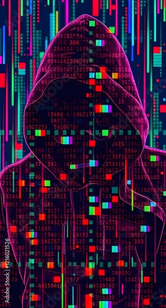 Fototapeta Vibrant colorful hacker cybersecurity background wallpaper