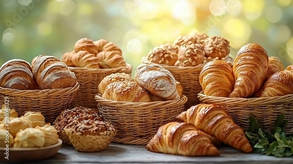 Obraz A Delightful Assortment of Freshly Baked Breads and Pastries