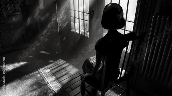 Fototapeta Illustrate a nuanced psychological debate in noir style, from a high-angled perspective Utilize CG 3D rendering for a modern twist, infusing classic literature elements seamlessly Experiment with ligh