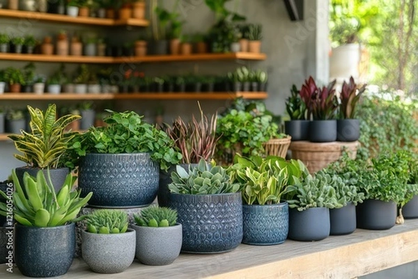 Fototapeta A trendy garden store with a collection of unique planters, each one adding a touch of style and greenery to any space