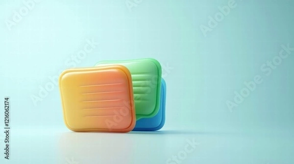 Fototapeta chat Speech Bubble A group of colorful speech bubbles arranged in a dynamic composition, representing a group chat or online forum discussion.