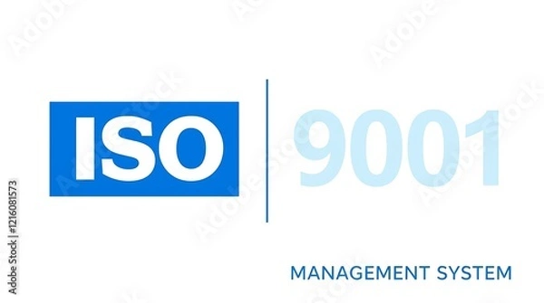 Fototapeta ISO 9001 Concept, Businessman holding a tablet with text iso 9001, ISO 9001, quality management, international standards, ISO certification,	