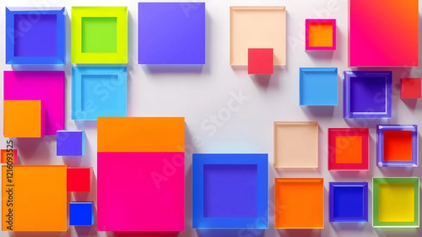 Fototapeta 3D colorful cubes abstract background. Generative AI