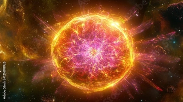 Fototapeta AI concept art featuring layers of digital data floating around a glowing neural brain.