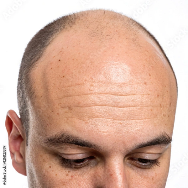 Obraz A Person With Haifall Problem With Hairfall Stages Isolated On White