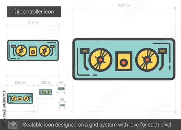 Fototapeta Dj controller line icon.