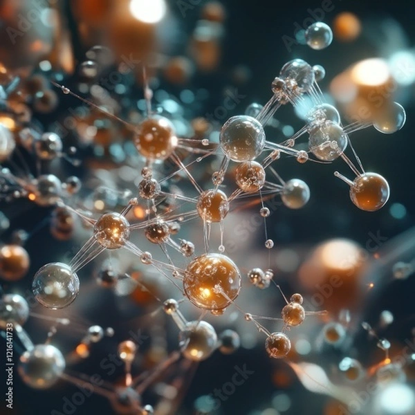 Fototapeta Abstract Molecular Structure: A Symphony of Atoms in Motion