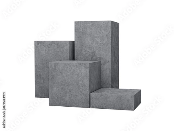 Fototapeta Display stand podium made from grey concrete in four step display of product design cement 4 podium Display background 3d rendering