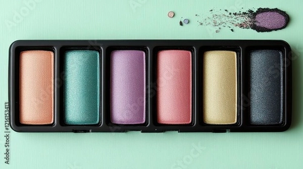 Fototapeta Colorful Eyeshadow Palette with Vibrant Shades on Soft Background