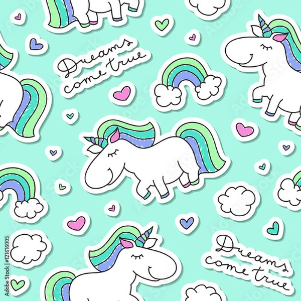 Fototapeta seamless pattern with unicorns