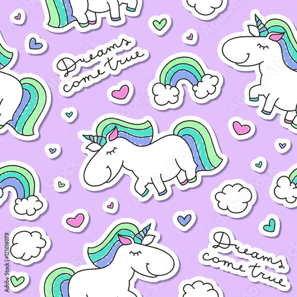 Fototapeta seamless pattern with unicorns