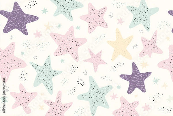 Fototapeta 子供向け, 星, 模様, 星, シームレス, ベクター, デザイン, イラスト, デコレーション, クリスマス, 形, 文科系, 壁紙, 光, 色, アイコン, シンボル, 紙, 質感, 休日, 成分, お祝い, 黄色, 青, 輝く
