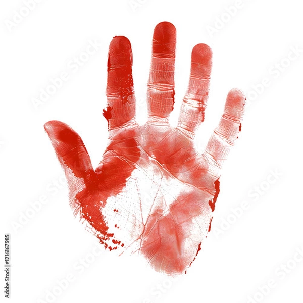 Fototapeta Bloody hand print isolated on transparent background