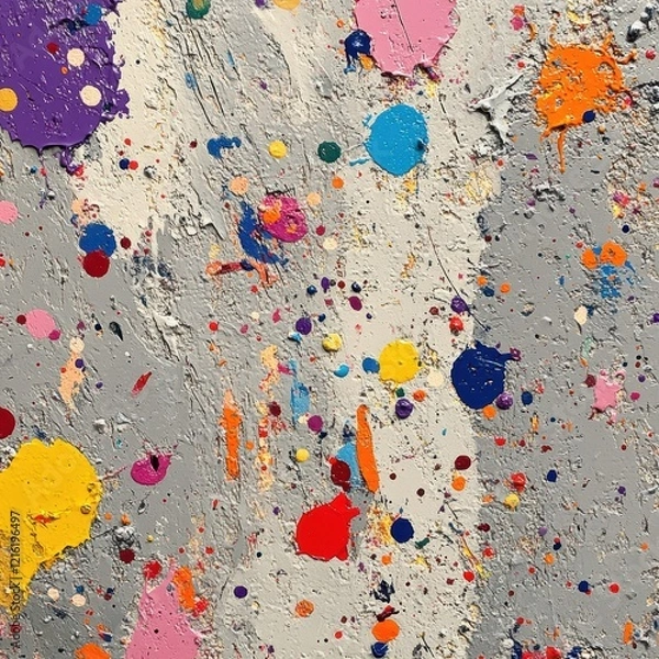 Fototapeta Painting with many different colors and splatters of paint