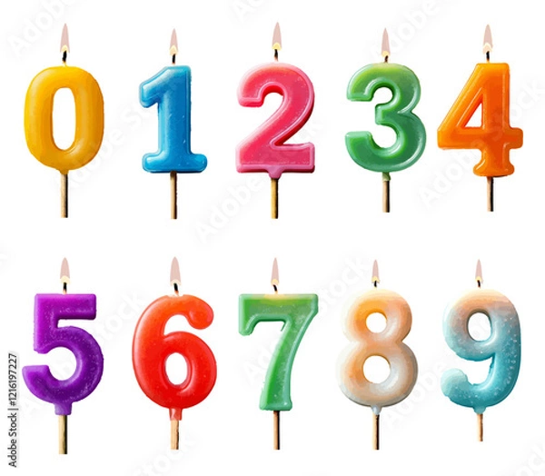 Fototapeta ナンバーキャンドルのイラストセット