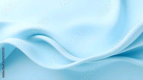 Fototapeta 3d render, abstract modern blue background, fashion wallpaper with wavy layers and ruffles. Fabric design. Generative AI