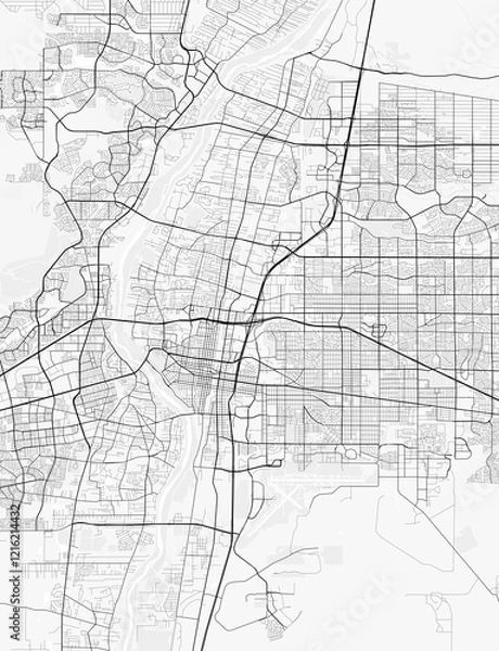 Fototapeta Map of Albuquerque, USA. Perfect for posters, printing, wallpaper, and home decor. Maps with monochrome and black and white styles, suitable for those who want to customize