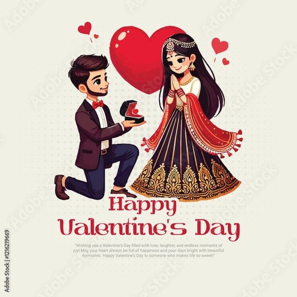 Obraz Happy Valentines Day with a romantic love social media post template banner