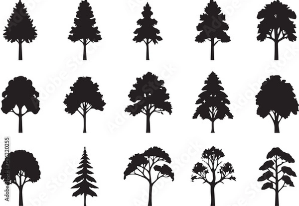 Obraz  tree silhouettes in bold black outlines