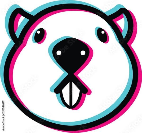 Obraz Cute beaver head icon on white background vector illustration